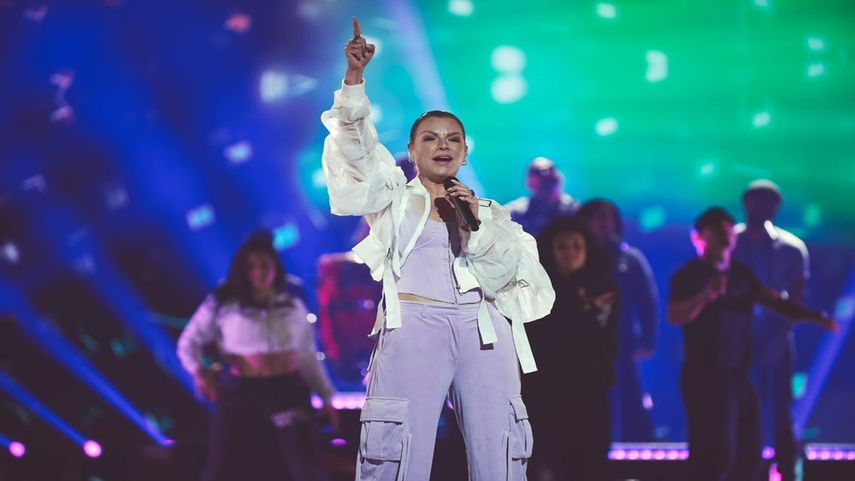 Olga Tañón ensaya para la ceremonia de los Latin AMAs 2023, que se llevará a cabo este jueves, 20 de abril, en el MGM Grand Arena en Las Vegas.