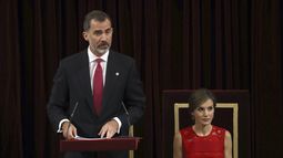 Felipe&nbsp;VI, durante el discurso que pronunció el hemiciclo del Congreso de los Diputados donde los monarcas presiden la sesión solemne en conmemoración del 40 aniversario de las elecciones de 1977. &nbsp;