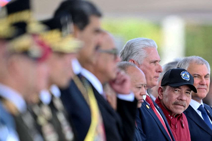 Miguel Díaz-Canel, dictador de Cuba; Daniel Ortega, dictador de Nicaragua y Nicolás Maduro, dictador de Venezuela.&nbsp;