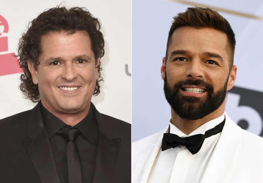 Carlos Vives posa en la ceremonia de los Latin Grammy en Las Vegas el 17 de noviembre de 2016, izquierda, y Ricky Martin llega a la entrega de los Premios SAG en Los Angeles el 27 de enero de 2019.&nbsp;