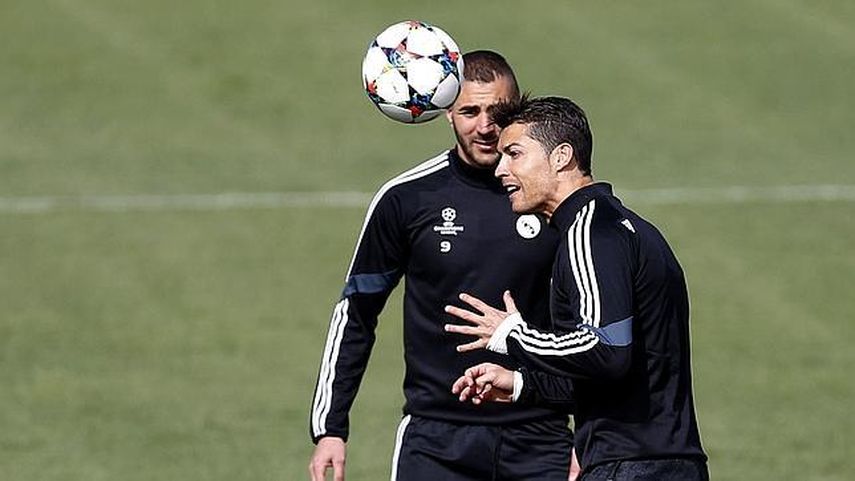 Ronaldo y Benzemá entrenando. (EFE)