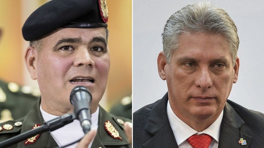 El ministro de Defensa de Maduro, Vladimir Padrino, y el designado gobernante cubano, Miguel Díaz-Canel.