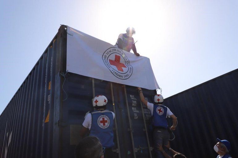 Parte del cargamento de ayuda humanitaria. 