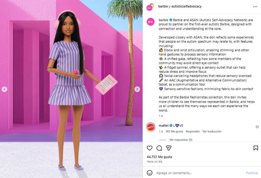 Mattel presenta la primera muñeca Barbie con autismo.&nbsp;