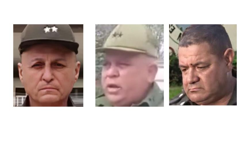 De izquierda a derecha, los represores: Tte. Coronel Carlos Martínez Rodríguez, jefe de Establecimientos Penitenciarios, Ciego de Avila; Tte. Coronel Orlando Fernández Fernández,&nbsp; 2do. Jefe de Canaleta, Prisión Provincial de Ciego de Avila; Mayor Noel Morales López Jefe de Canaleta, Prisión Provincial de Ciego de Avila