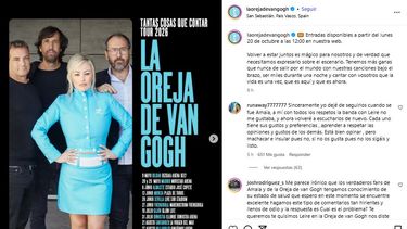 Flyer oficial del tour 2026 de La Oreja de Van Gogh.
