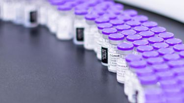 Frascos de la vacuna de Pfizer-BioNTech contra el COVID-19 en las instalaciones de la compañía en Puurs, Bélgica