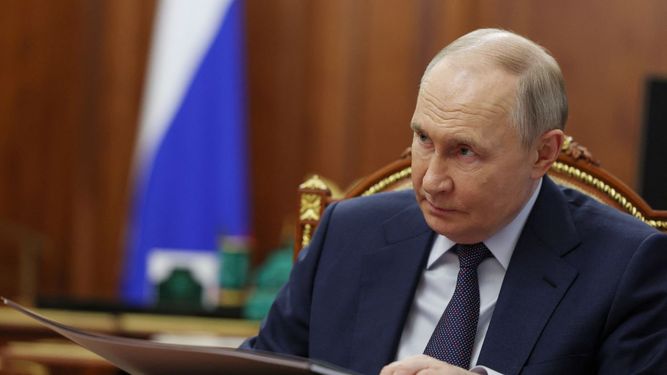 El presidente de Rusia Vladimir Putin en una reunión de gobierno en el Kremlin.