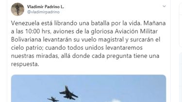 Mensaje enviado por el ministro del régimen, Vladimir Padrino López. 