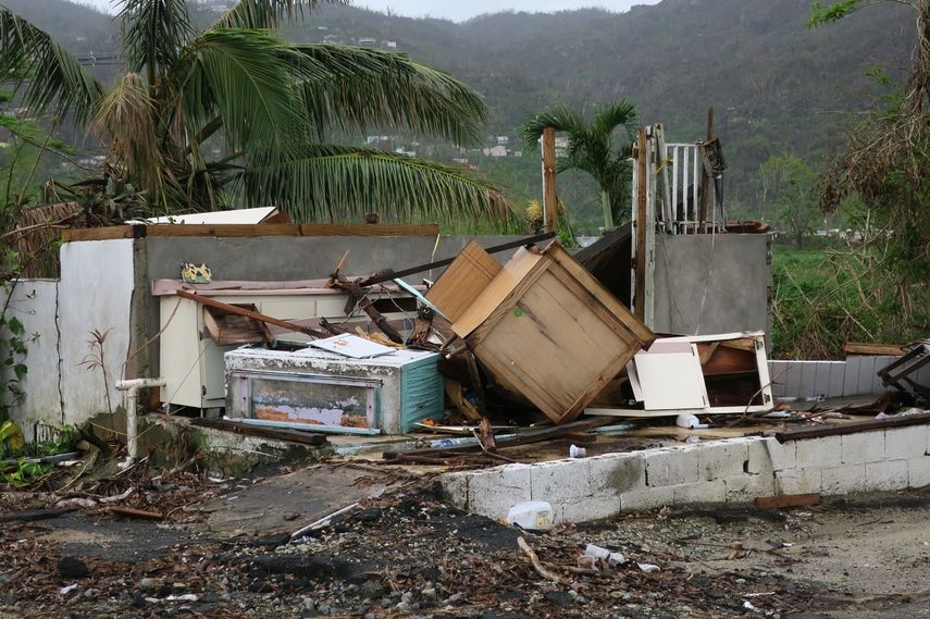 Vista de una casa totalmente destruida por el paso del huracán María, en el municipio de Yabucoa, al sureste de&nbsp;Puerto&nbsp;Rico.&nbsp;