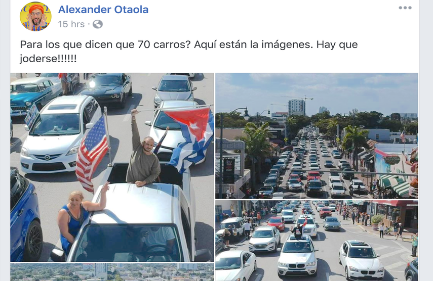 Algunas de las im&aacute;genes de la marcha en Miami, publicadas por Alex Otaola en su cuenta de Facebook.&nbsp;