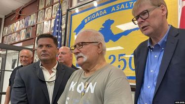 Lech Walesa, Nobel de la Paz y fundador del Movimiento Solidaridad, en la sede de la Brigada de Asalto 2506 en Miami, el 5 de septiembre de 2022.&nbsp;