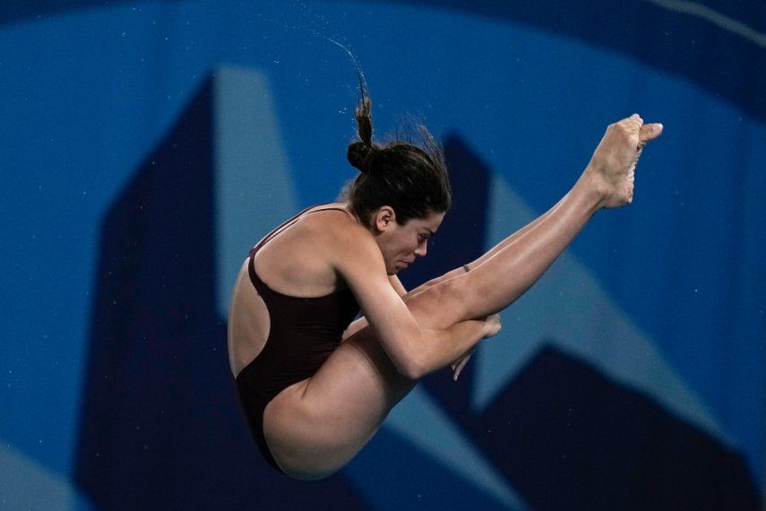Alejandra Orozco, de México, compite en la ronda preliminar de la plataforma de 10 metros para mujeres en los Juegos Panamericanos de Santiago, el 20 de octubre de 2023.