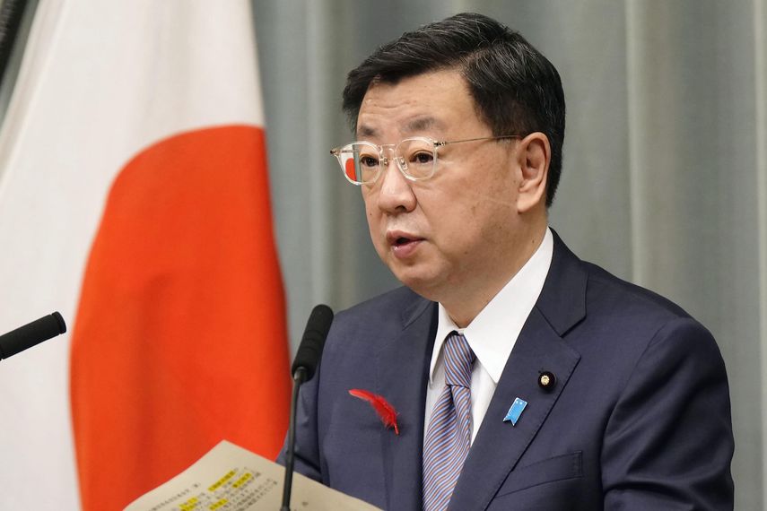 El jefe de despacho del gobierno japonés, Hirokazu Matsuno, ofrece una conferencia de prensa en la oficina del primer ministro, el martes 4 de octubre de 2022, en Tokio.&nbsp;
