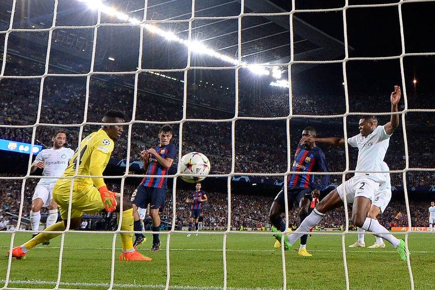 Ousmané Dembelé marca el primer gol del FC Barcelona ante el Inter de Milán en la Champions League