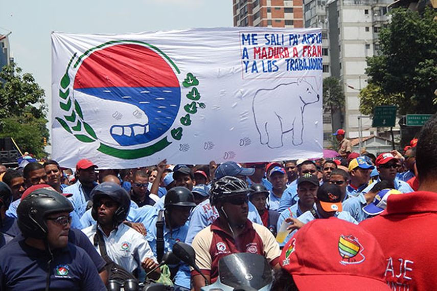 Manifestación de trabajadores de Polar en Caracas.