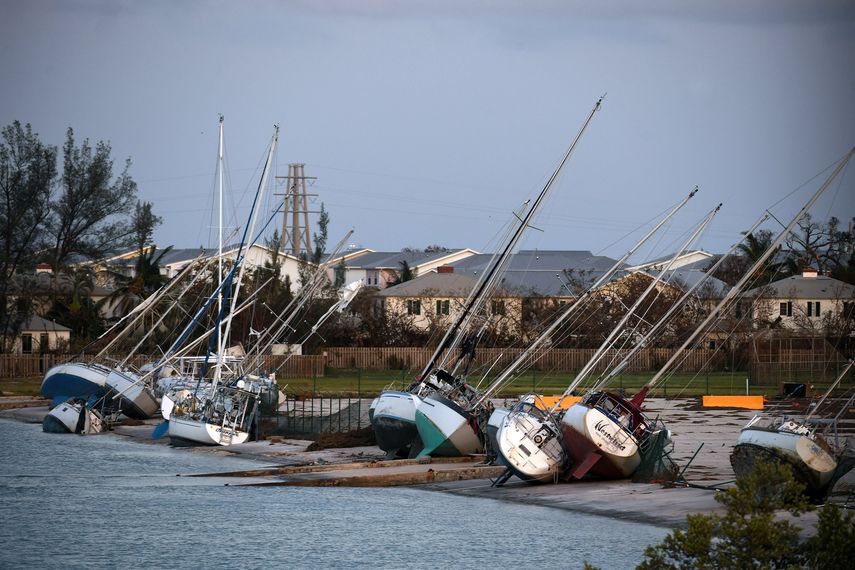 Las embarcaciones fueron sacadas del agua por la marejada que se originó &nbsp;tras el paso del huracán Irma en los Cayos de&nbsp;Florida.