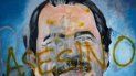 El rostro del dictador Daniel Ortega pintado en un mural ha sido cubierto con la palabra asesino, en medio de protestas contra el régimen en Managua, la capital del país. El rostro del dictador Daniel Ortega pintado en un mural ha sido cubierto con la palabra asesino, en medio de protestas contra el régimen en Managua, la capital del país.