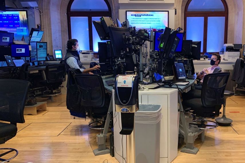 Agentes en la Bolsa de Nueva York.