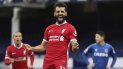 En imagen de archivo del 17 de octubre de 2020, el egipcio Mohamed Salah festeja tras anotar el segundo gol del Liverpool en el partido por la Liga Premier ante el Everton, en el estadio Goodison Park de Liverpool, Inglaterra. En imagen de archivo del 17 de octubre de 2020, el egipcio Mohamed Salah festeja tras anotar el segundo gol del Liverpool en el partido por la Liga Premier ante el Everton, en el estadio Goodison Park de Liverpool, Inglaterra.