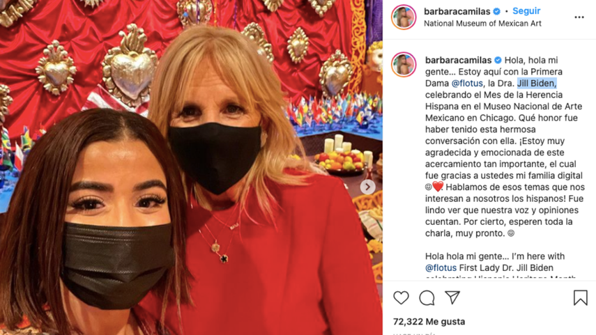 Bárbara Camila junto a Jill Biden