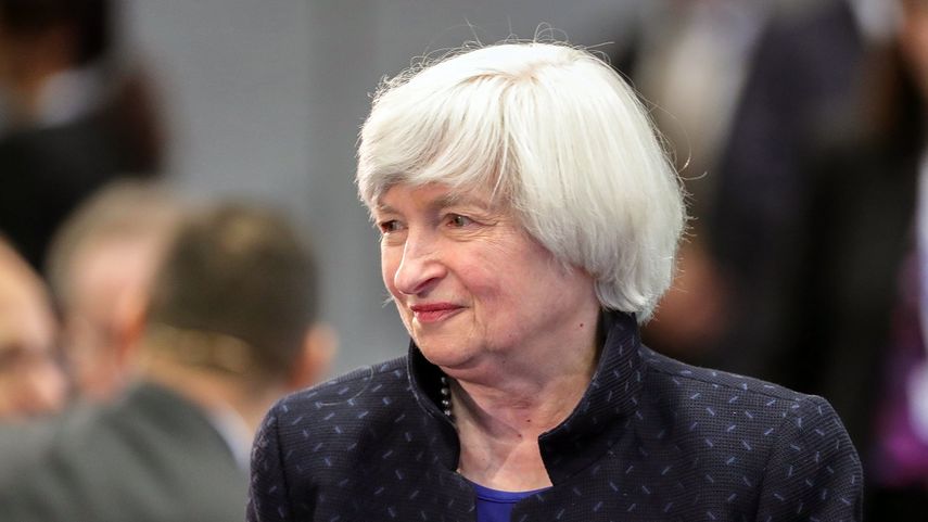 La presidenta de la Reserva Federal (FED), Janet Yellen, durante una conferencia en Francfort, Alemania.