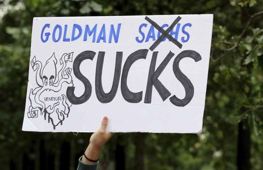 Los venezolanos en Estados Unidos protestaron por la compra de bonos de la deuda de Venezuela por parte de Goldman Sachs