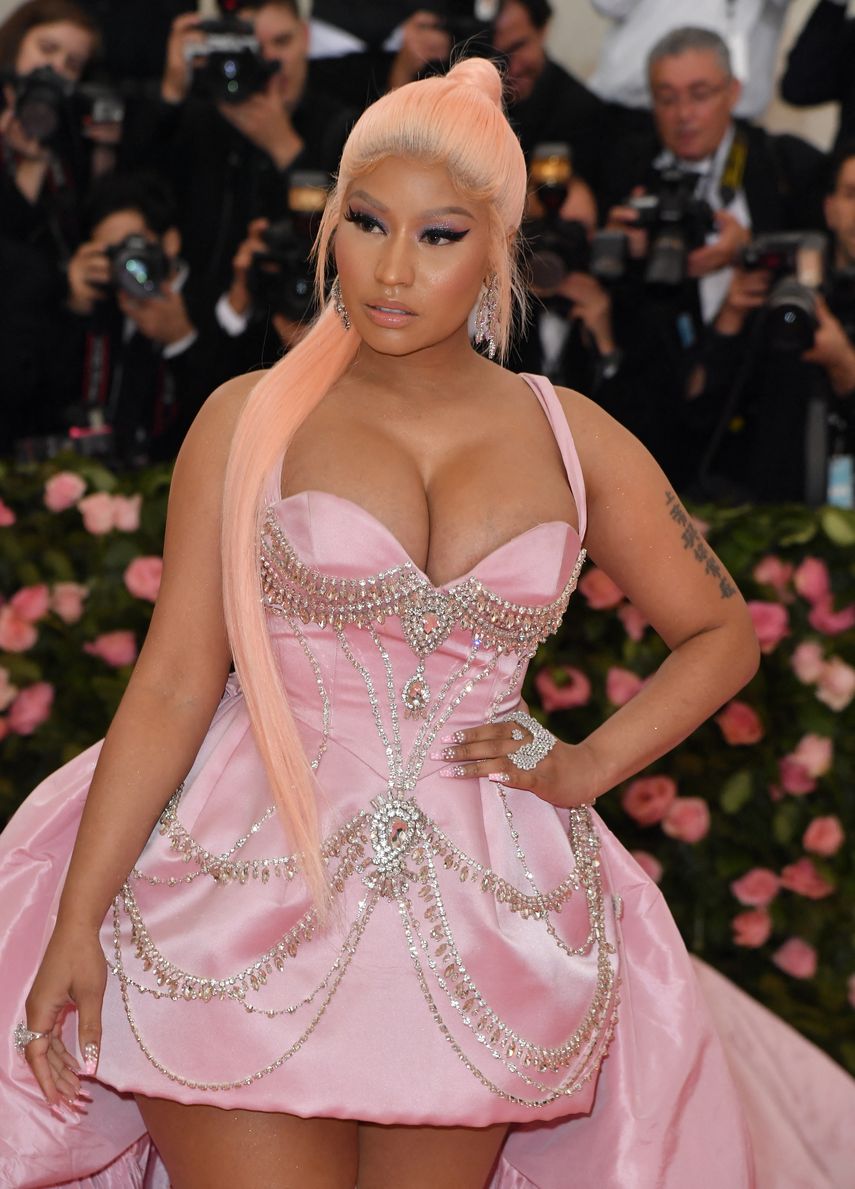En esta foto de archivo, el rapero estadounidense Nicki Minaj llega a la Met Gala 2019 en el Museo Metropolitano de Arte el 6 de mayo de 2019 en Nueva York. &nbsp;