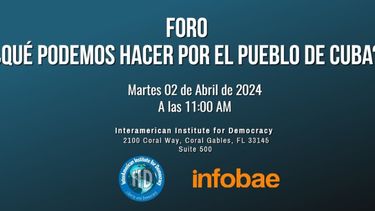Imagen del foro ¿Qué Podemos Hacer por el Pueblo de Cuba? realizado por el Interamerican Institute for Democracy (IID), en colaboración con Infobae.