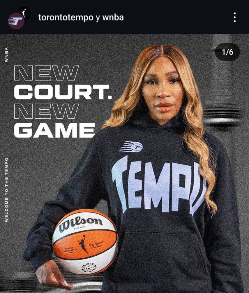 La leyenda del tenis femenino Serena Williams posa como la cara del nuevonequiponde baloncesto femenino en Canadá,&nbsp; Toronto Tempo&nbsp;