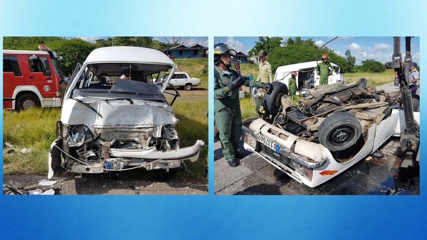 Imágenes de un accidente ocurrido al sur de la ciudad de Santa Clara, en el centro de Cuba, publicadas por el sitio oficialista Cubadebate, tomadas de la página de Facebook del telecentro Telecubanacán.