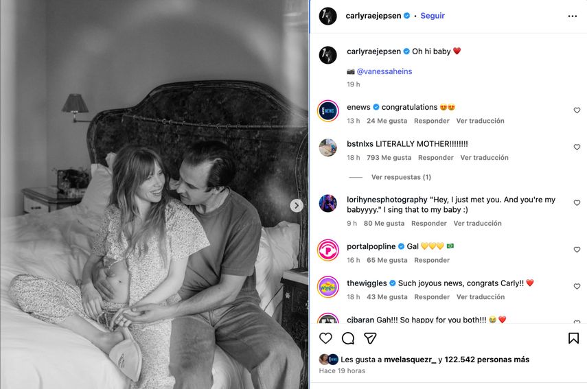 Carly Rae Jepsen anuncia que será madre por primera vez con una publicación de Instagram&nbsp;