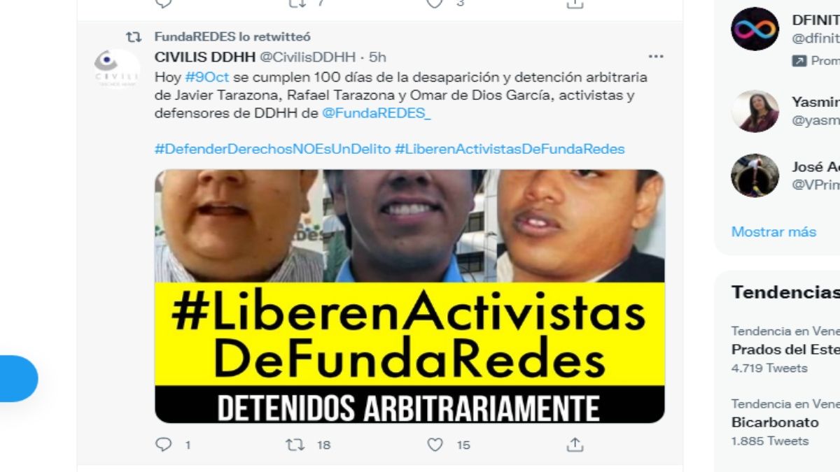 La ONG Fundaredes exige la liberación de sus activistas. La ONG Fundaredes exige la liberación de sus activistas.