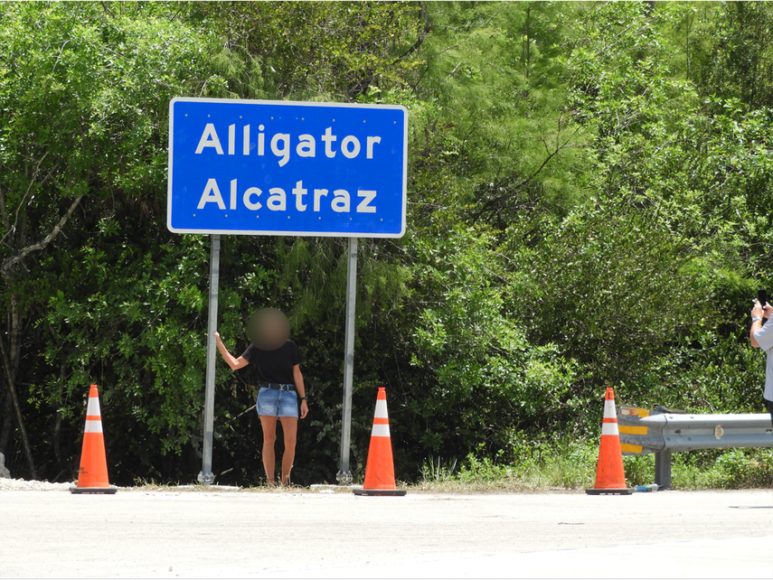 Algunas personas vienen hasta los Everglades a hacerse la foto. 