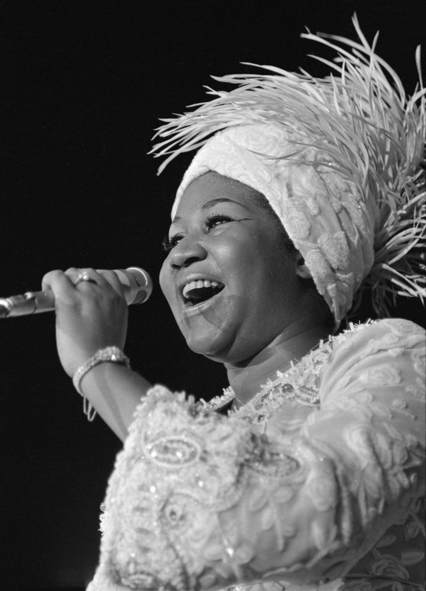 Aretha Franklin durante una acutación en el Caesars Palace, en Las Vegas, en 1969.