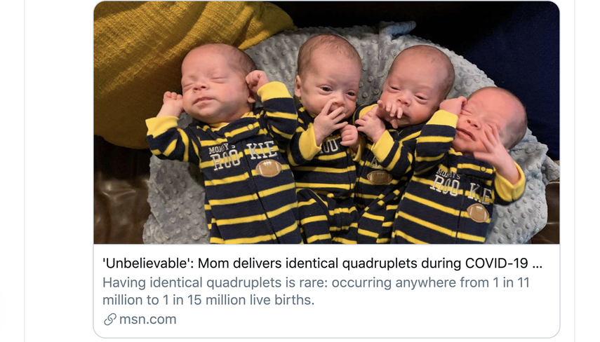 En esta captura de pantalla de la noticia publicada por MSN se ve a los cuatro peque&ntilde;os con sus ropas a juego.&nbsp;