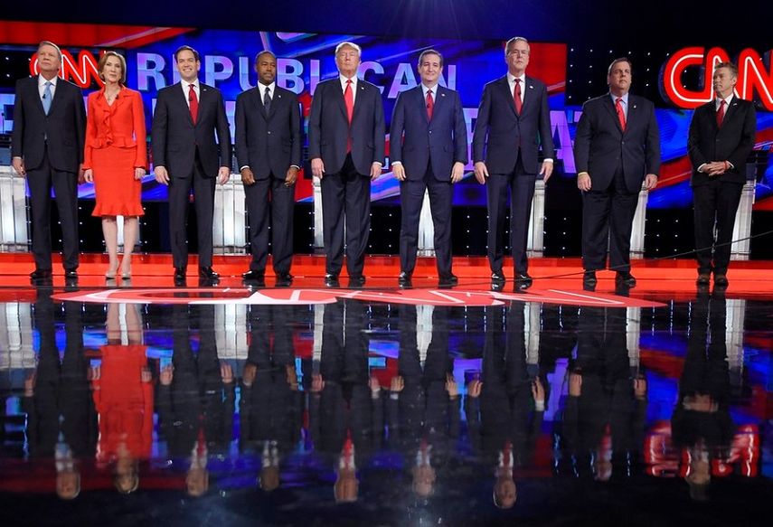 El debate de este martes en el casino Venetian de Las Vegas (Nevada), en el es el quinto encuentro televisado de los precandidatos en lo que va de campaña (CAPTURA DE PANTALLA)