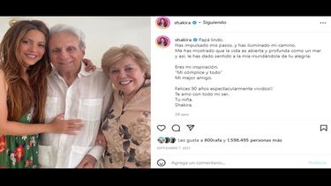 Shakira junto a su padre, William Mebarak Chadid, y su mamá, Nidia del Carmen Ripoll Torrado.