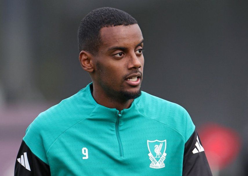 El delantero sueco Alexander Isak, del Liverpool, durante una sesión de entrenamiento del club, el 16 de septiembre de 2025.