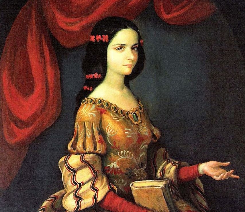 Retrato de Sor Juana Inés de la Cruz a sus 15 años. (CORTESÍA). 