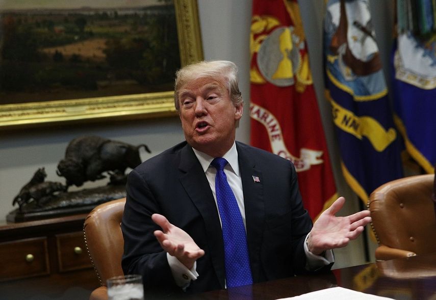 Donald Trump, presidente de los EEUU, habla en la Casa Blanca, en Washington, EEUU.