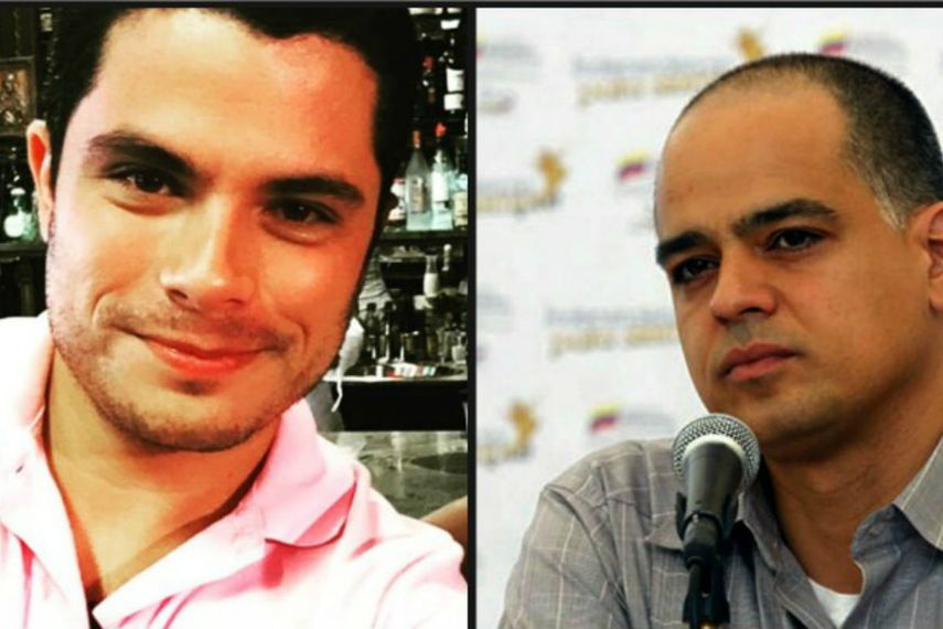 El bloguero cubano, Yusnaby Pérez, y el exministro venezolano de Turismo, Andrés Izarra. (CORTESÍA)