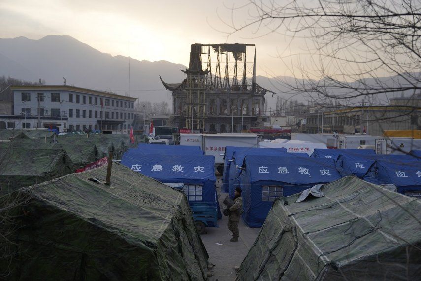 Las viviendas temporales para los sobrevivientes del sismo, en Dahejia, provincia de Gansu, China, el 20 de diciembre de 2023.&nbsp;&nbsp;