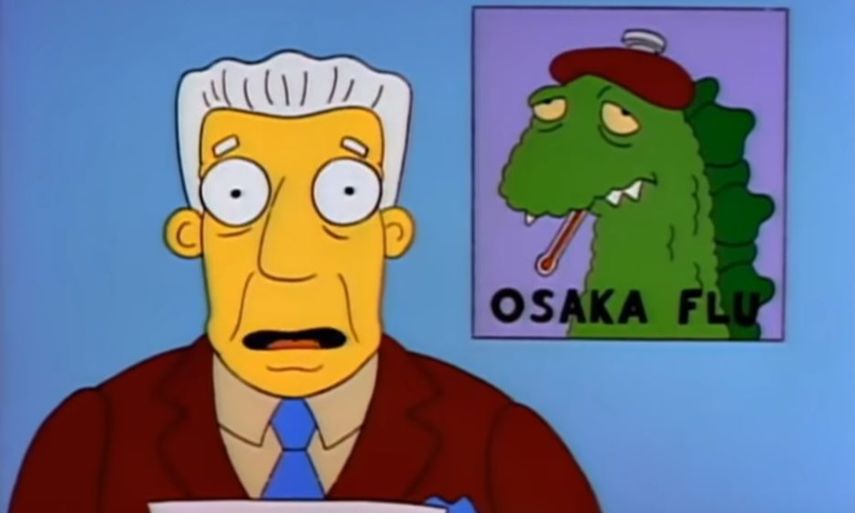 Esta teor&iacute;a se basa en el episodio Marge encadenada (1993), donde aparece una enfermedad llamada la gripe de Osaka. Durante este episodio, los habitantes de Springfield se contagian de una extra&ntilde;a enfermedad v&iacute;rica cada vez que abren un paquete proveniente de&nbsp;China.