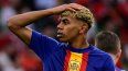La estrella del Barcelona, Lamine Yamal, durante una práctica previa a un partido de la selección española. La estrella del Barcelona, Lamine Yamal, durante una práctica previa a un partido de la selección española.