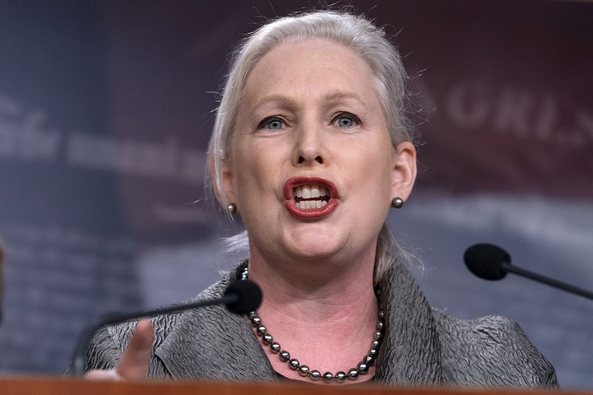 La senadora Kirsten Gillibrand, demócrata por Nueva York, durante una conferencia de prensa el 5 de mayo de 2022 en el Capitolio, en Washington.&nbsp;