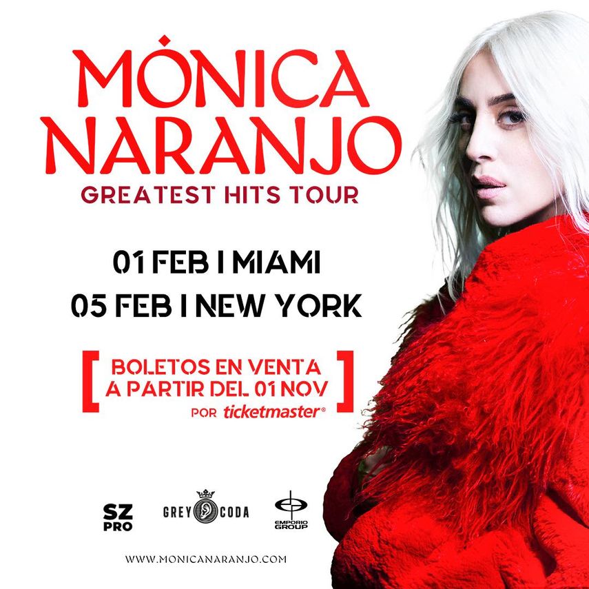 Flyer de la gira Greatest Hits Tour, de Mónica Naranjo.