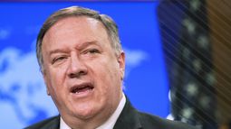 El secretario de Estado de EEUU Mike Pompeo en conferencia de prensa en Washington el 17 de marzo de 2020.&nbsp;