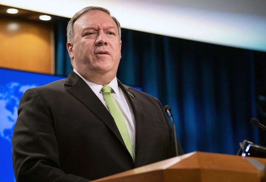 El secretario de Estado de Estados Unidos, Mike Pompeo, habla durante una rueda de prensa en el Departamento de Estado en Washington, el mi&eacute;rcoles 20 de mayo de 2020.&nbsp;