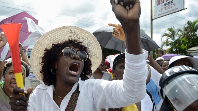 Cientos de personas participan en una protesta en Buenaventura (Colombia).&nbsp;